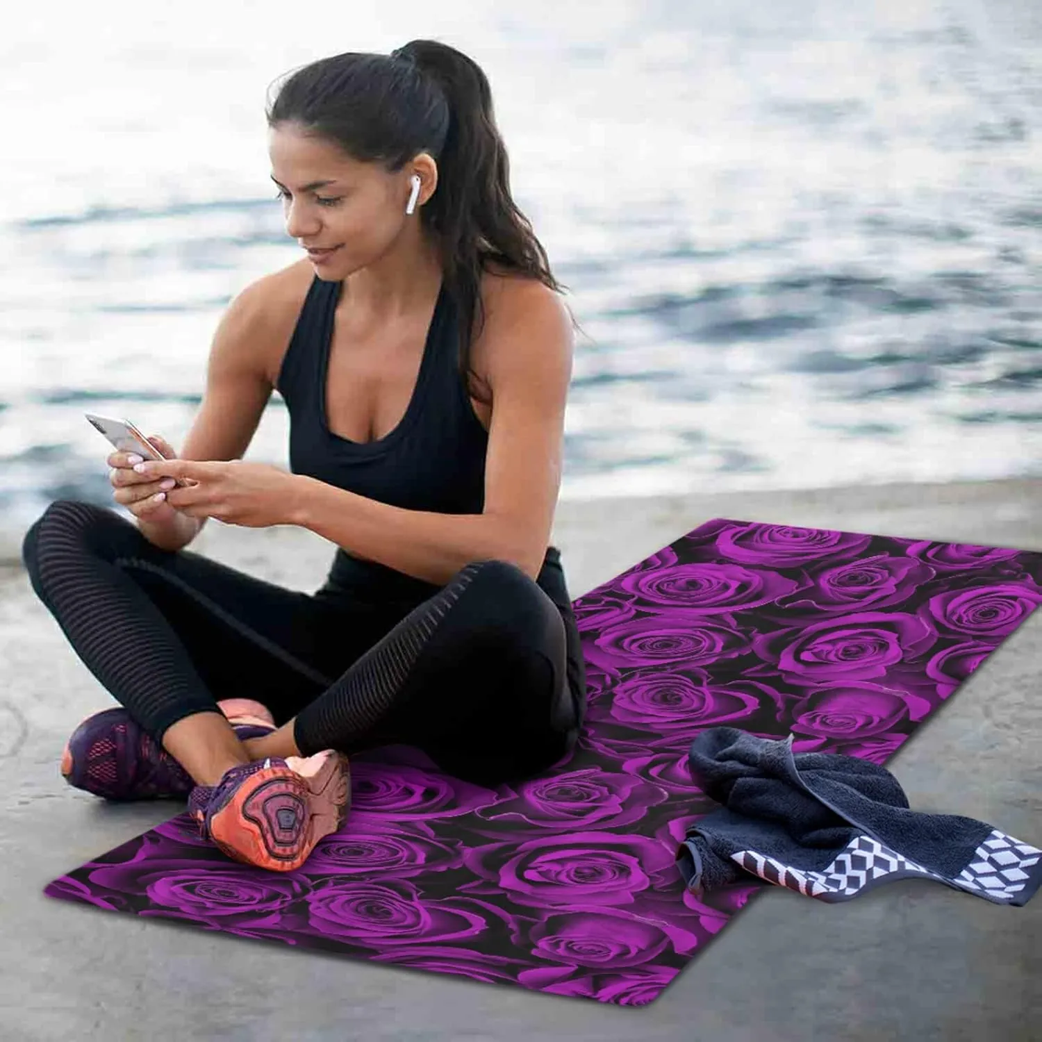 Yoga Mat Non Slip Rubber Fitness Safe Exercise Mat with Bag Durable Folding Workout Mat for Pilates and Floor Exercises