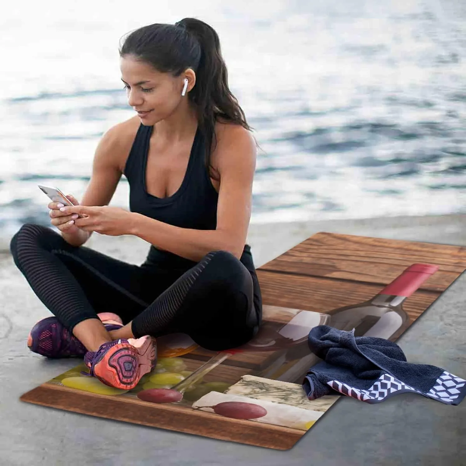 Yoga Mat Non Slip Rubber Fitness Safe Exercise Mat with Bag Durable Folding Workout Mat for Pilates and Floor Exercises