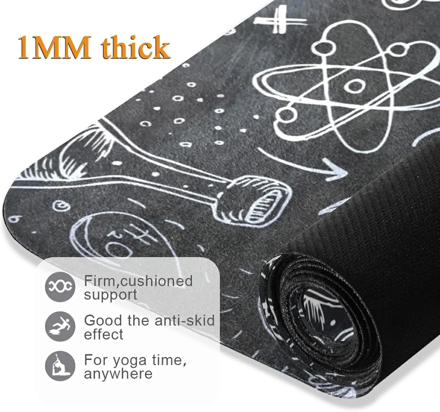 Yoga Mat Non Slip Rubber Fitness Safe Exercise Mat with Bag Durable Folding Workout Mat for Pilates and Floor Exercises