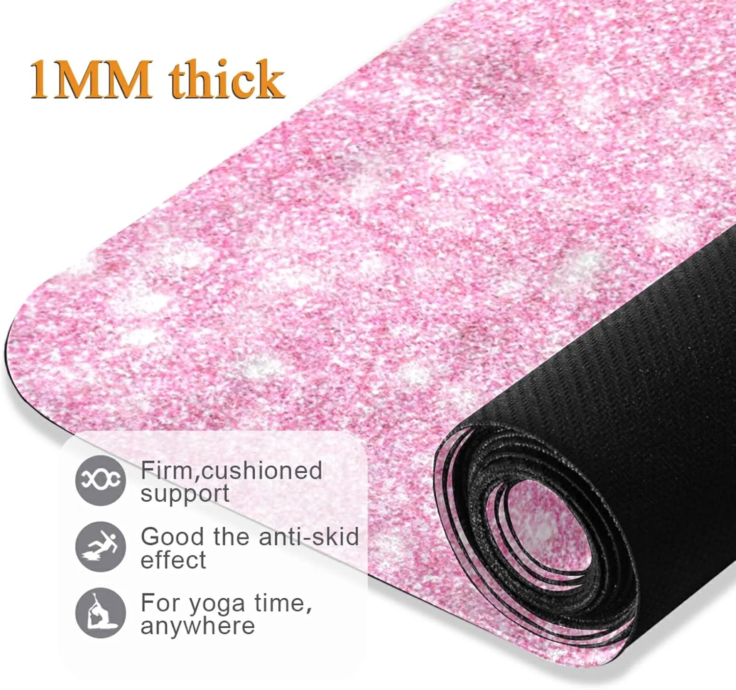 Yoga Mat Non Slip Rubber Fitness Safe Exercise Mat with Bag Durable Folding Workout Mat for Pilates and Floor Exercises