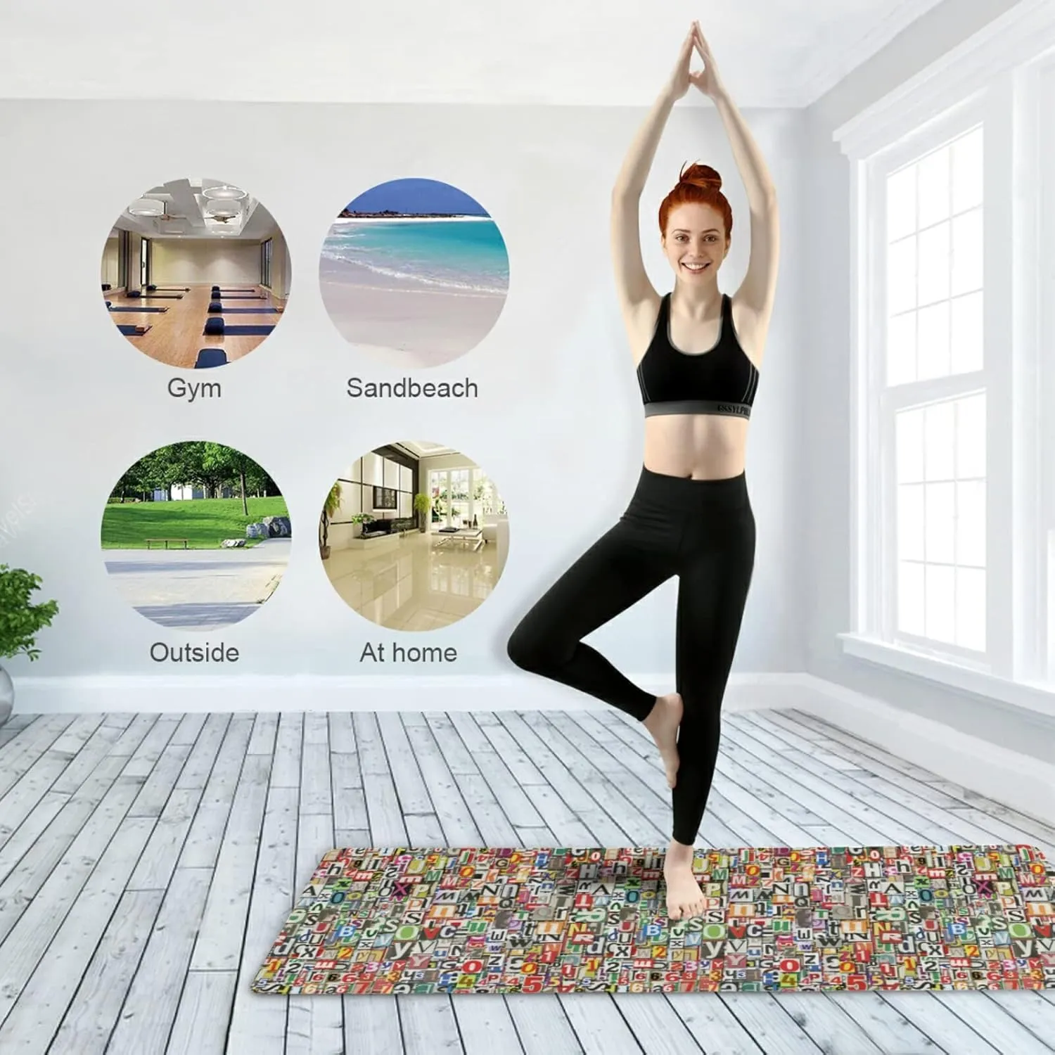 Yoga Mat Non Slip Rubber Fitness Safe Exercise Mat with Bag Durable Folding Workout Mat for Pilates and Floor Exercises
