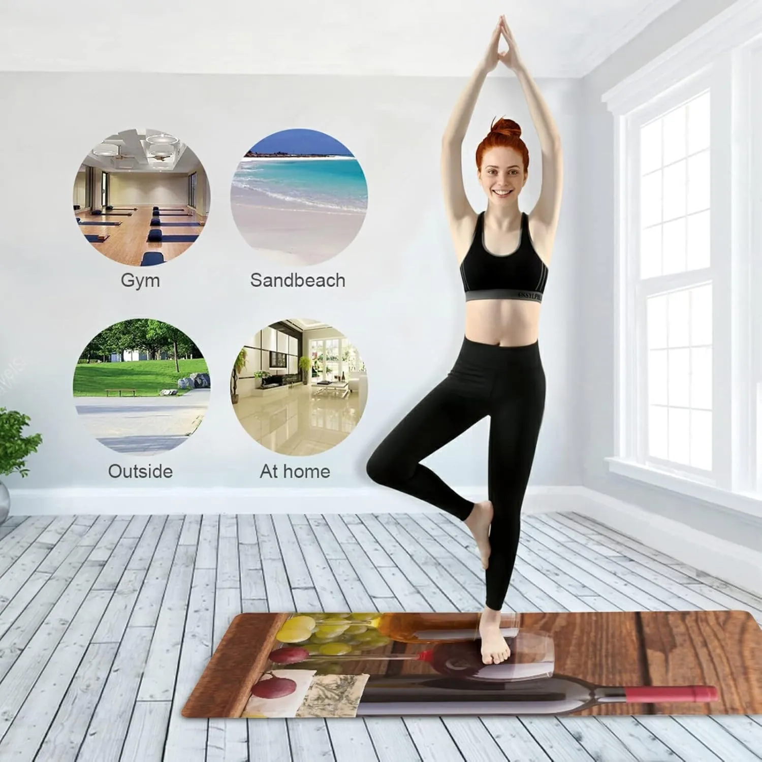 Yoga Mat Non Slip Rubber Fitness Safe Exercise Mat with Bag Durable Folding Workout Mat for Pilates and Floor Exercises