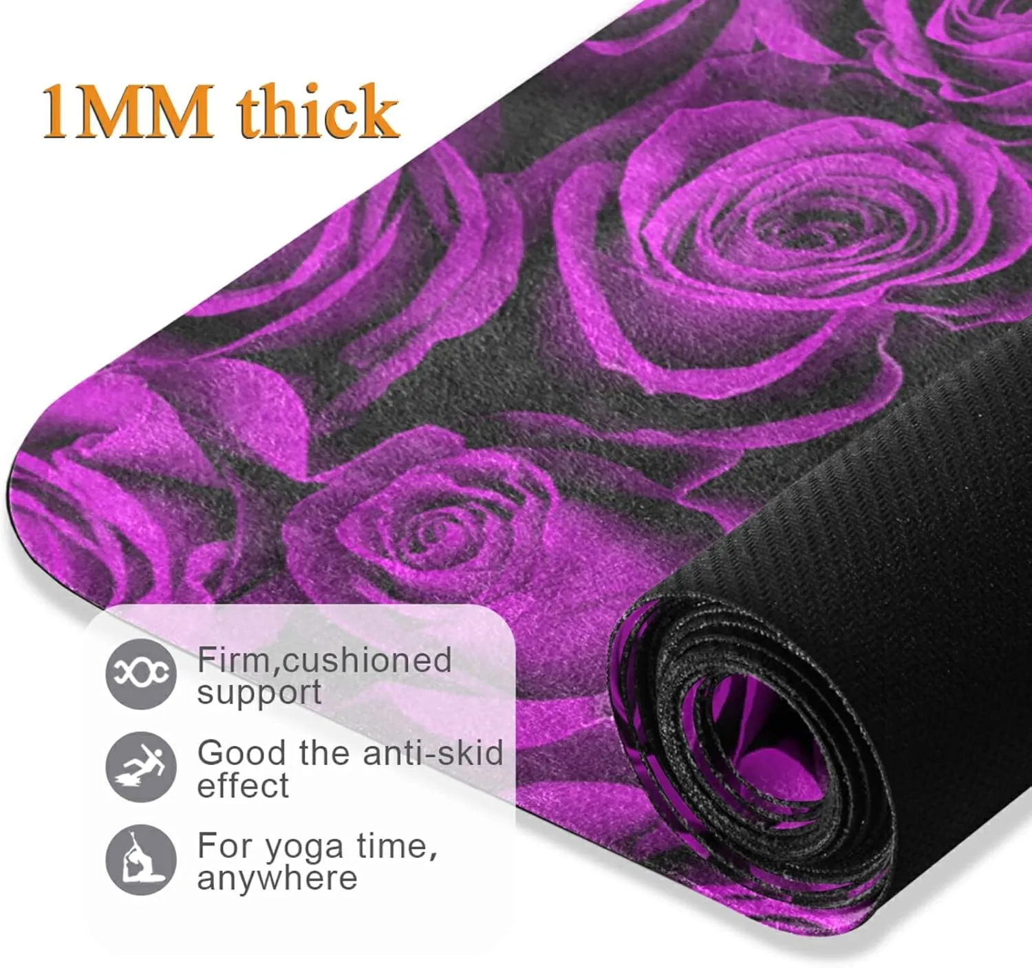 Yoga Mat Non Slip Rubber Fitness Safe Exercise Mat with Bag Durable Folding Workout Mat for Pilates and Floor Exercises
