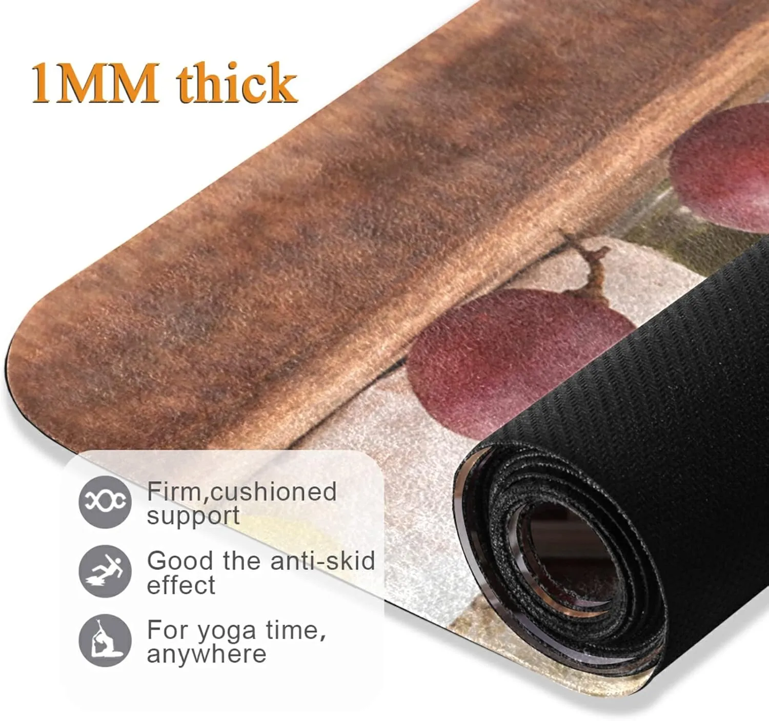 Yoga Mat Non Slip Rubber Fitness Safe Exercise Mat with Bag Durable Folding Workout Mat for Pilates and Floor Exercises