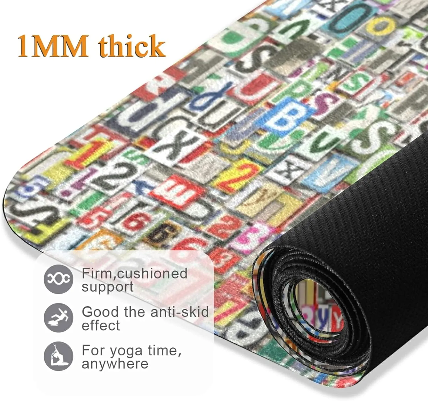 Yoga Mat Non Slip Rubber Fitness Safe Exercise Mat with Bag Durable Folding Workout Mat for Pilates and Floor Exercises