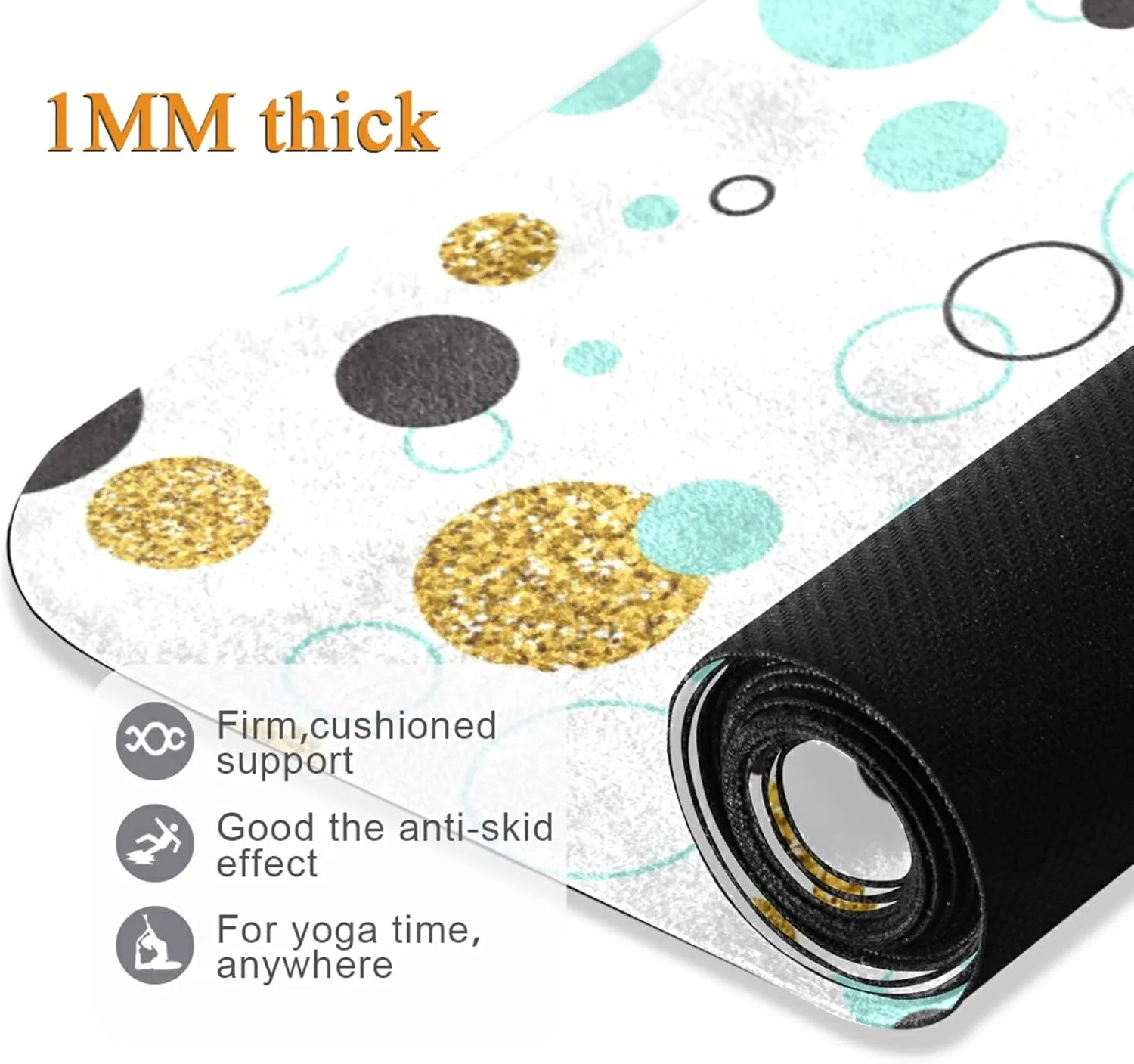 Yoga Mat Non Slip Rubber Fitness Safe Exercise Mat with Bag Durable Folding Workout Mat for Pilates and Floor Exercises