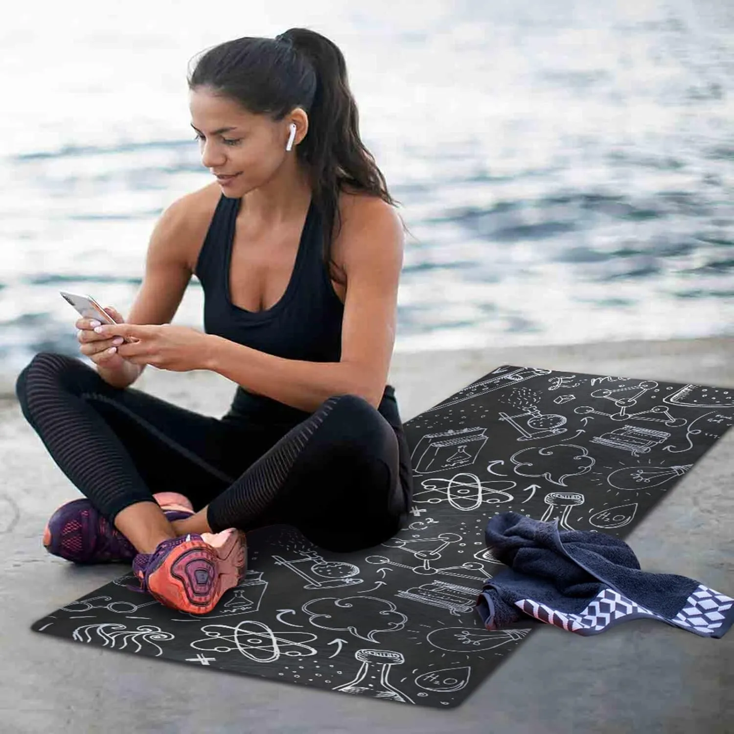 Yoga Mat Non Slip Rubber Fitness Safe Exercise Mat with Bag Durable Folding Workout Mat for Pilates and Floor Exercises