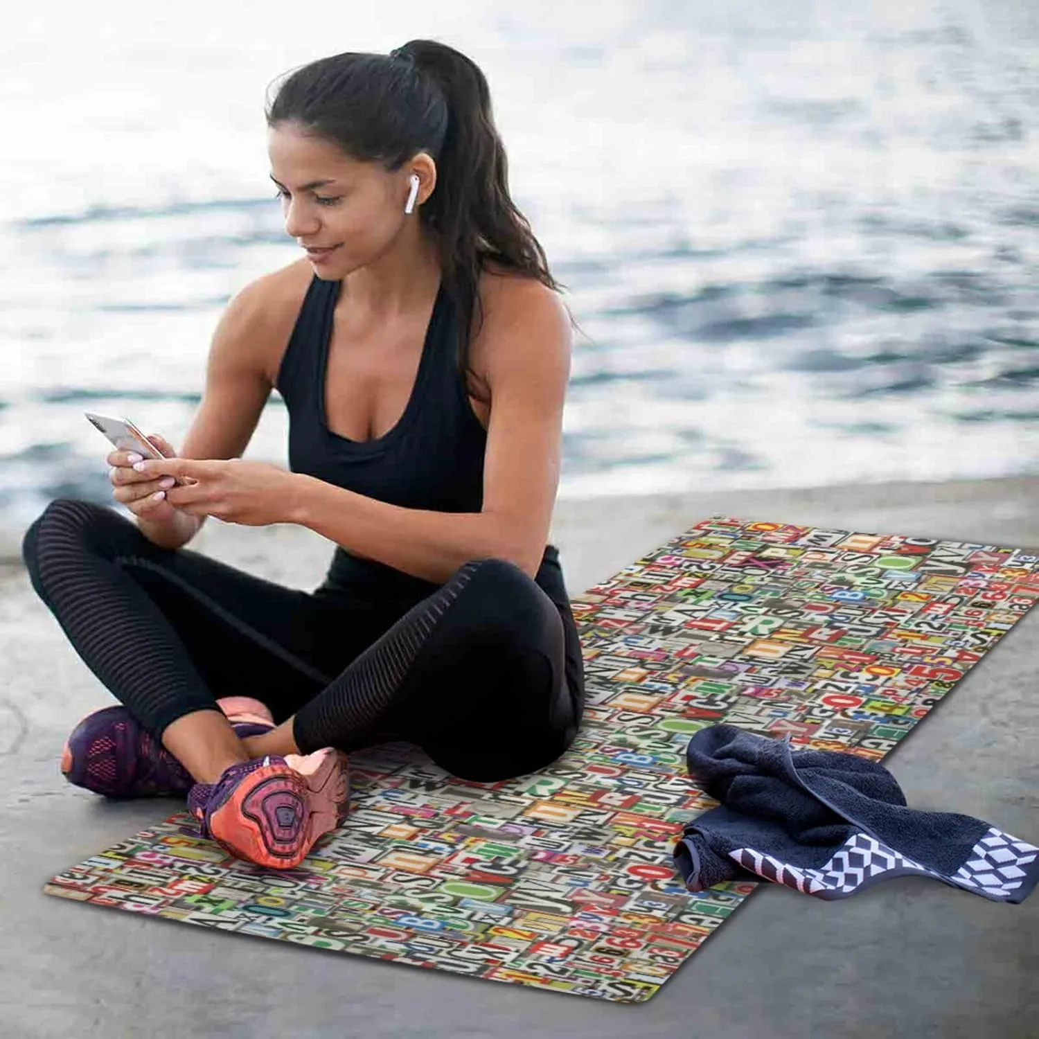 Yoga Mat Non Slip Rubber Fitness Safe Exercise Mat with Bag Durable Folding Workout Mat for Pilates and Floor Exercises