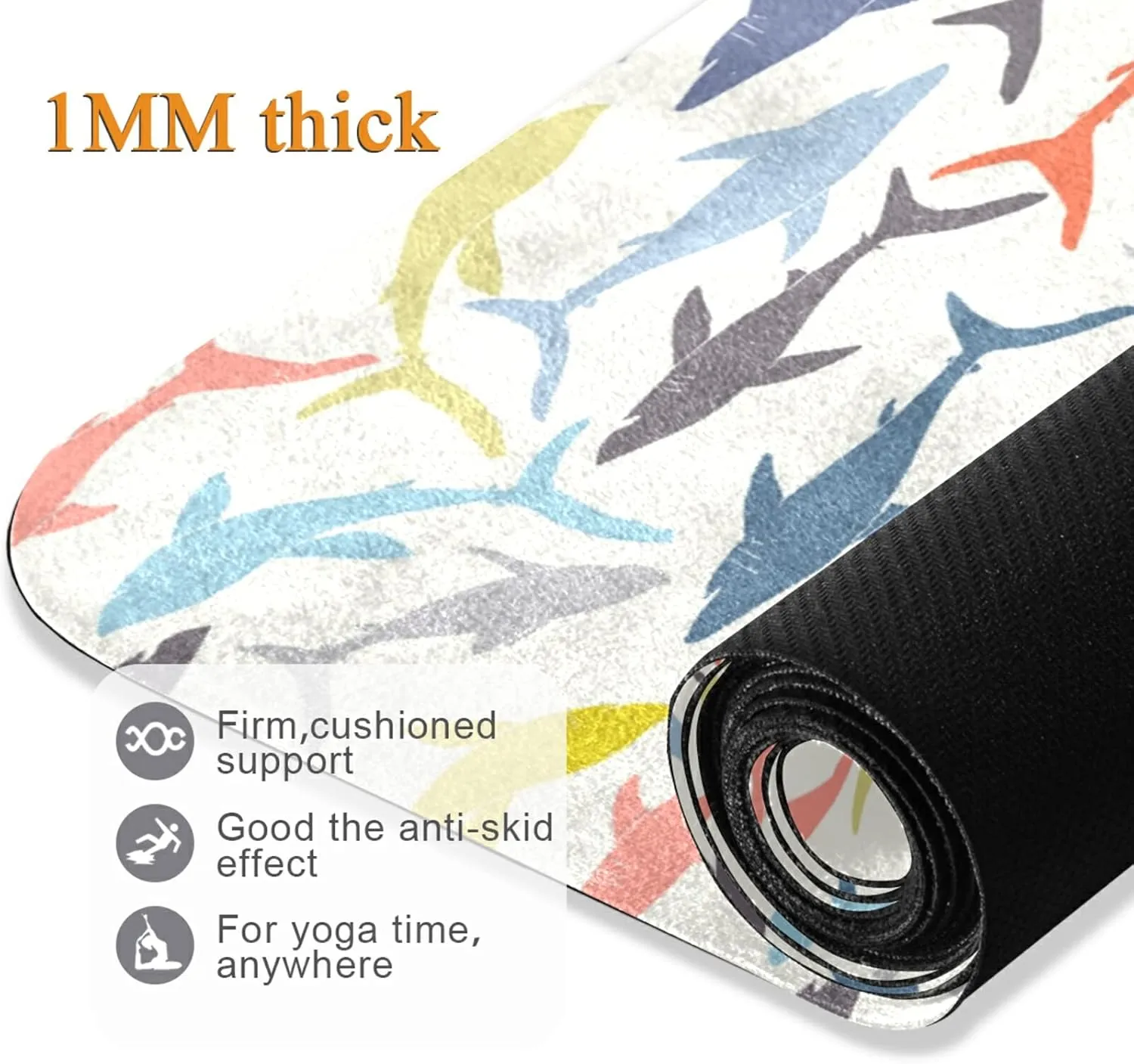 Yoga Mat Non Slip Rubber Fitness Safe Exercise Mat with Bag Durable Folding Workout Mat for Pilates and Floor Exercises