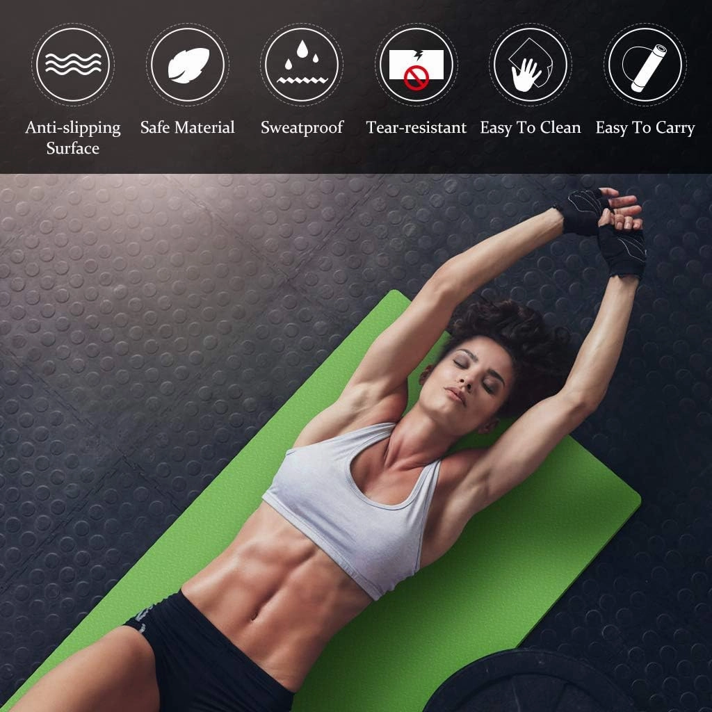 Yoga Mat, Eco-Friendly TPE Material, High-Density Non-Slip &Tear-Resistant, 72"x24" Extra Thick 0.24", Exercise & Workout Mat for Yoga, Pilates, and Fitness