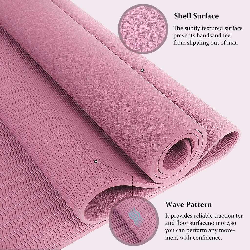 Yoga Mat, Eco-Friendly TPE Material, High-Density Non-Slip &Tear-Resistant, 72"x24" Extra Thick 0.24", Exercise & Workout Mat for Yoga, Pilates, and Fitness