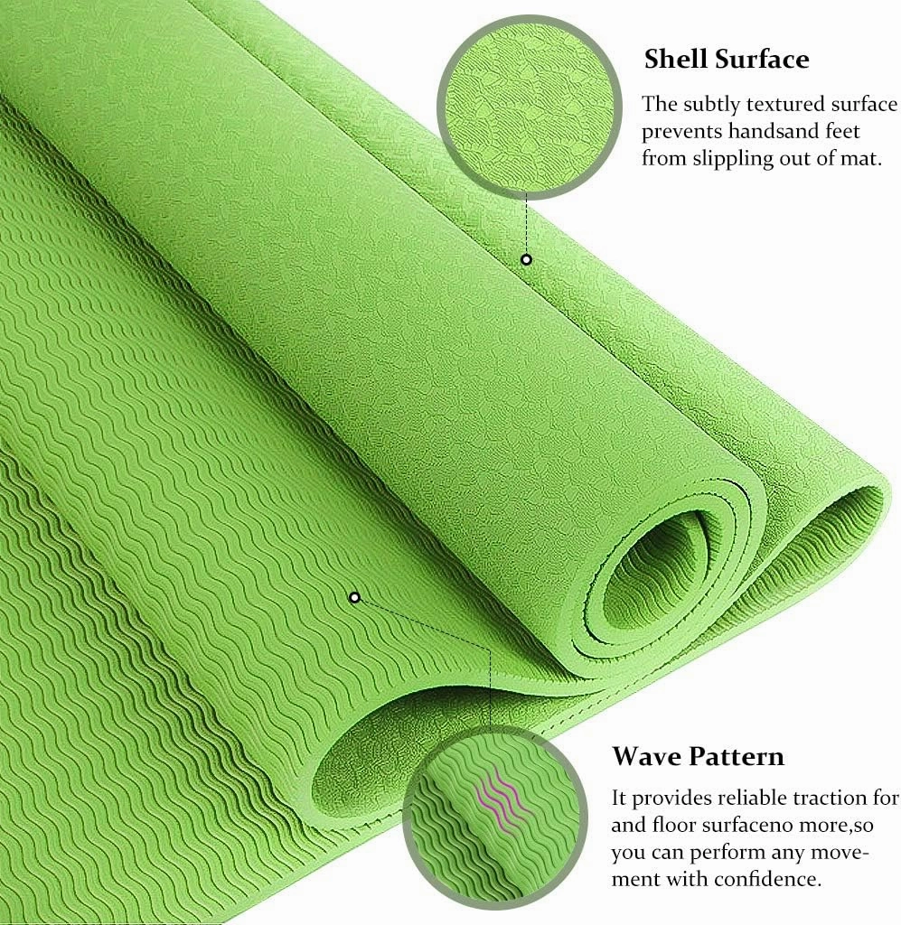Yoga Mat, Eco-Friendly TPE Material, High-Density Non-Slip &Tear-Resistant, 72"x24" Extra Thick 0.24", Exercise & Workout Mat for Yoga, Pilates, and Fitness