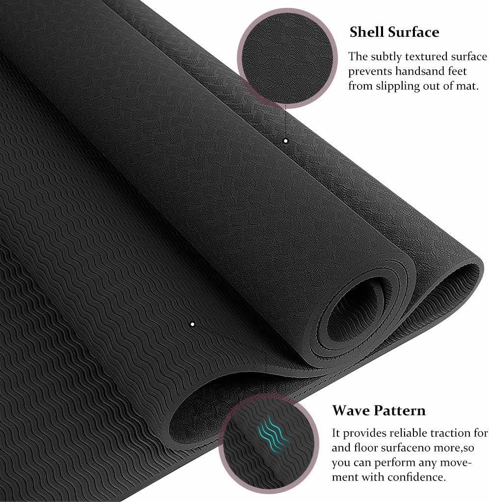Yoga Mat, Eco-Friendly TPE Material, High-Density Non-Slip &Tear-Resistant, 72"x24" Extra Thick 0.24", Exercise & Workout Mat for Yoga, Pilates, and Fitness