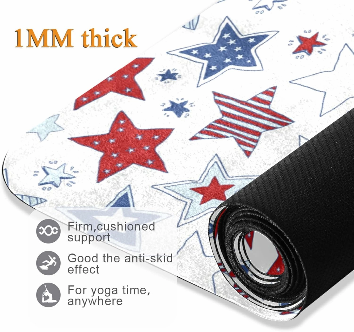 Yoga Mat Non Slip Rubber Fitness Safe Exercise Mat with Bag Durable Folding Workout Mat for Pilates and Floor Exercises