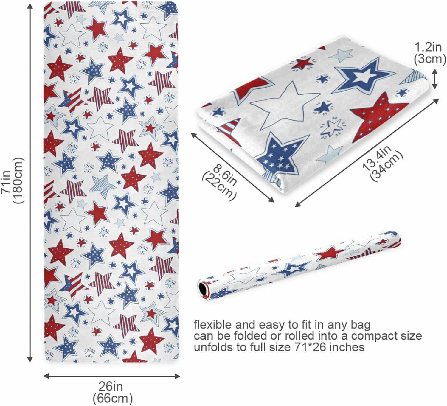 Yoga Mat Non Slip Rubber Fitness Safe Exercise Mat with Bag Durable Folding Workout Mat for Pilates and Floor Exercises