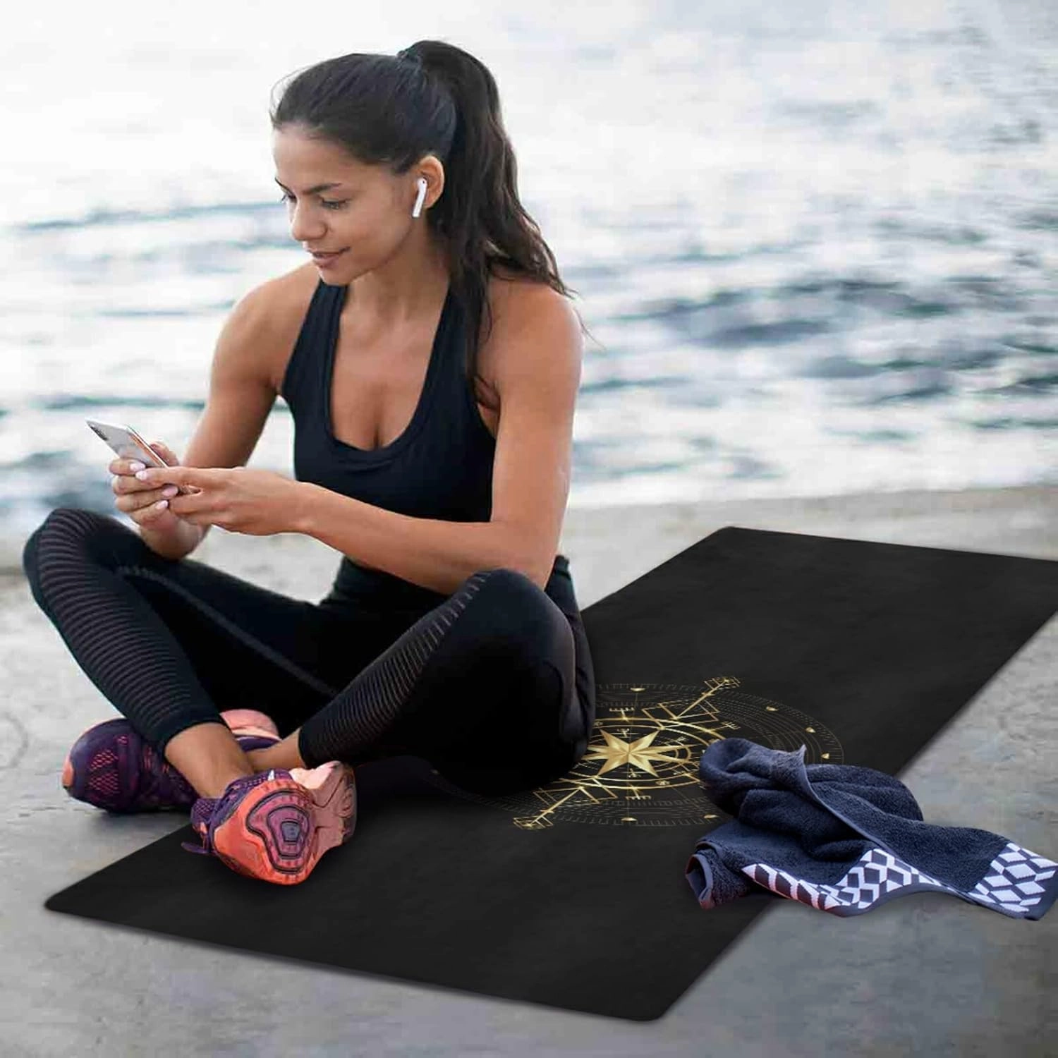 Yoga Mat Non Slip Rubber Fitness Safe Exercise Mat with Bag Durable Folding Workout Mat for Pilates and Floor Exercises