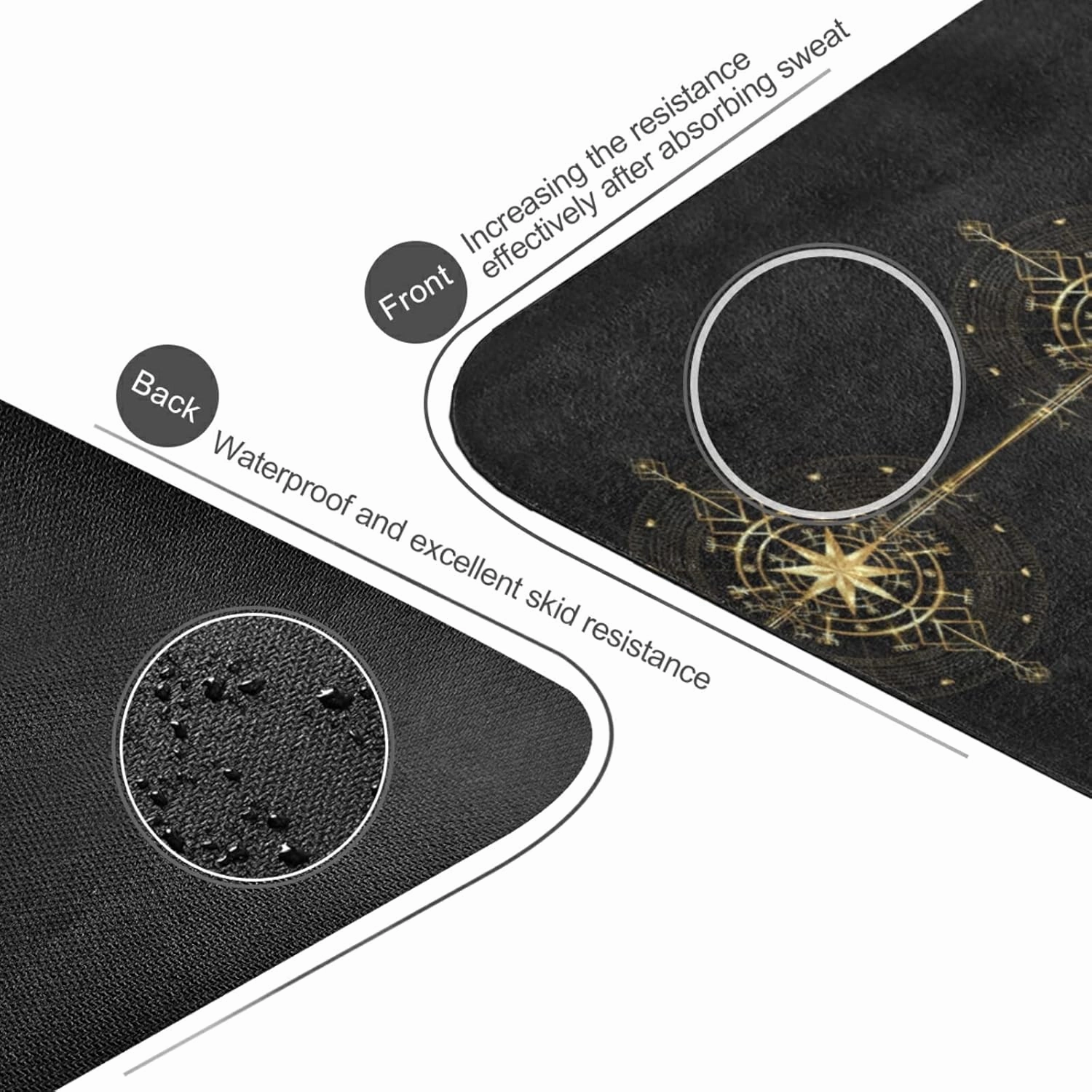 Yoga Mat Non Slip Rubber Fitness Safe Exercise Mat with Bag Durable Folding Workout Mat for Pilates and Floor Exercises