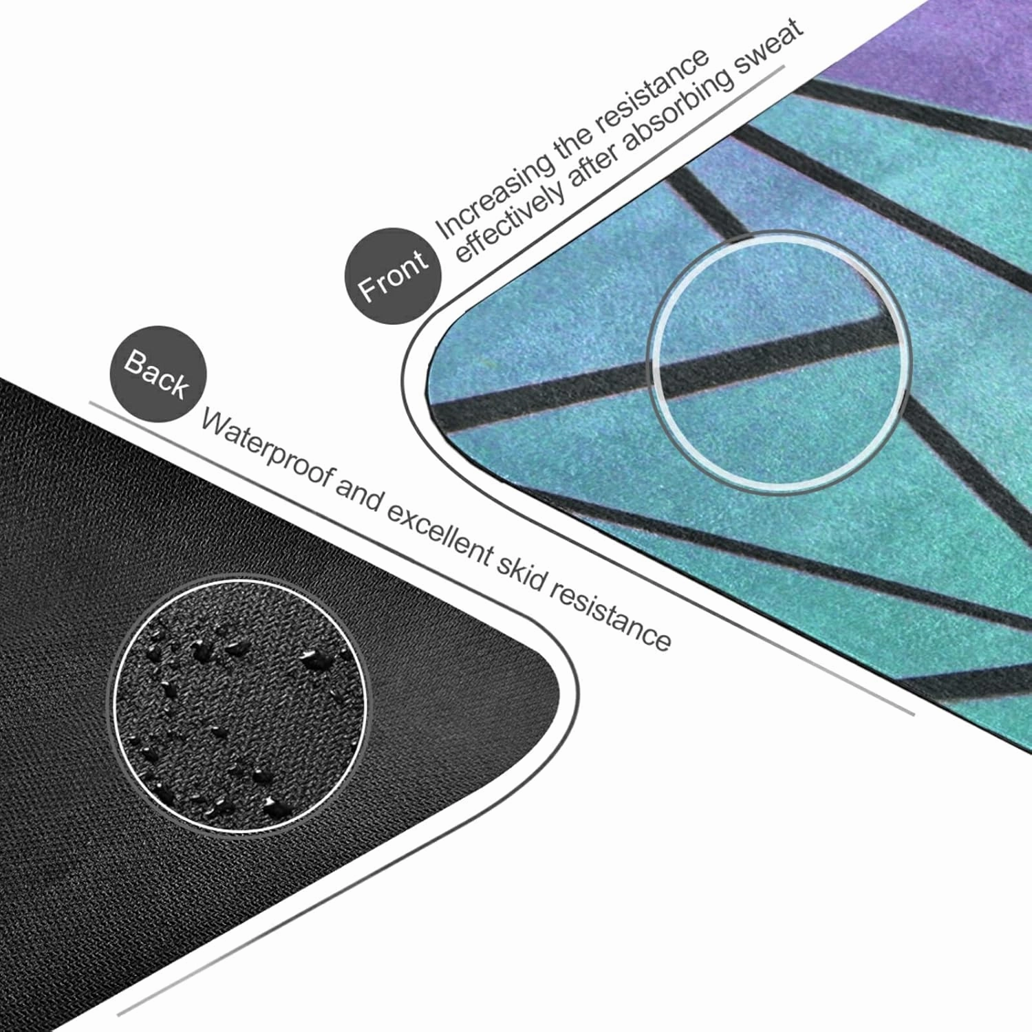Yoga Mat Non Slip Rubber Fitness Safe Exercise Mat with Bag Durable Folding Workout Mat for Pilates and Floor Exercises