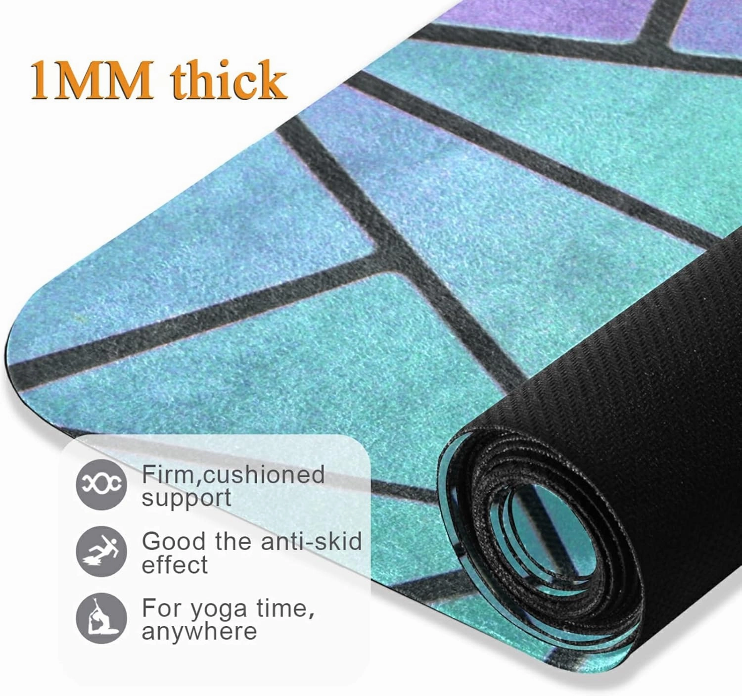 Yoga Mat Non Slip Rubber Fitness Safe Exercise Mat with Bag Durable Folding Workout Mat for Pilates and Floor Exercises