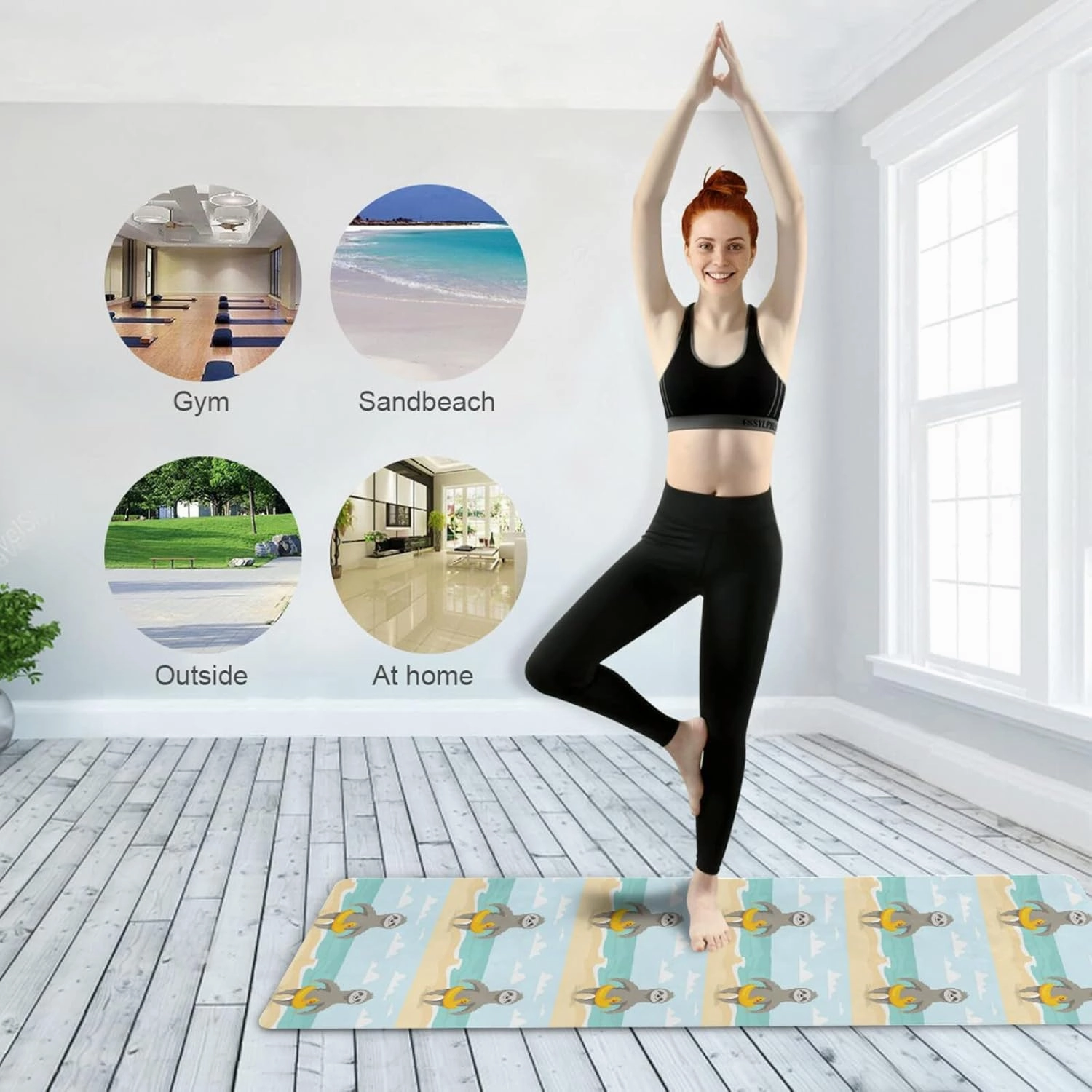 Yoga Mat Non Slip Rubber Fitness Safe Exercise Mat with Bag Durable Folding Workout Mat for Pilates and Floor Exercises