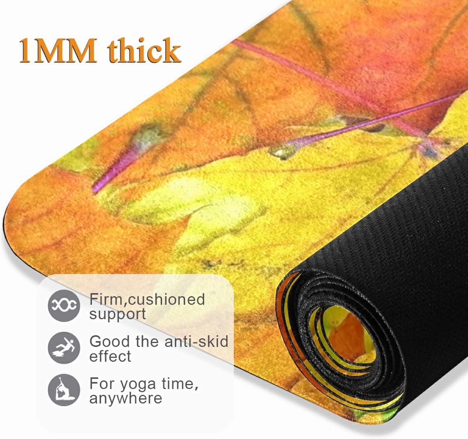 Yoga Mat Non Slip Rubber Fitness Safe Exercise Mat with Bag Durable Folding Workout Mat for Pilates and Floor Exercises