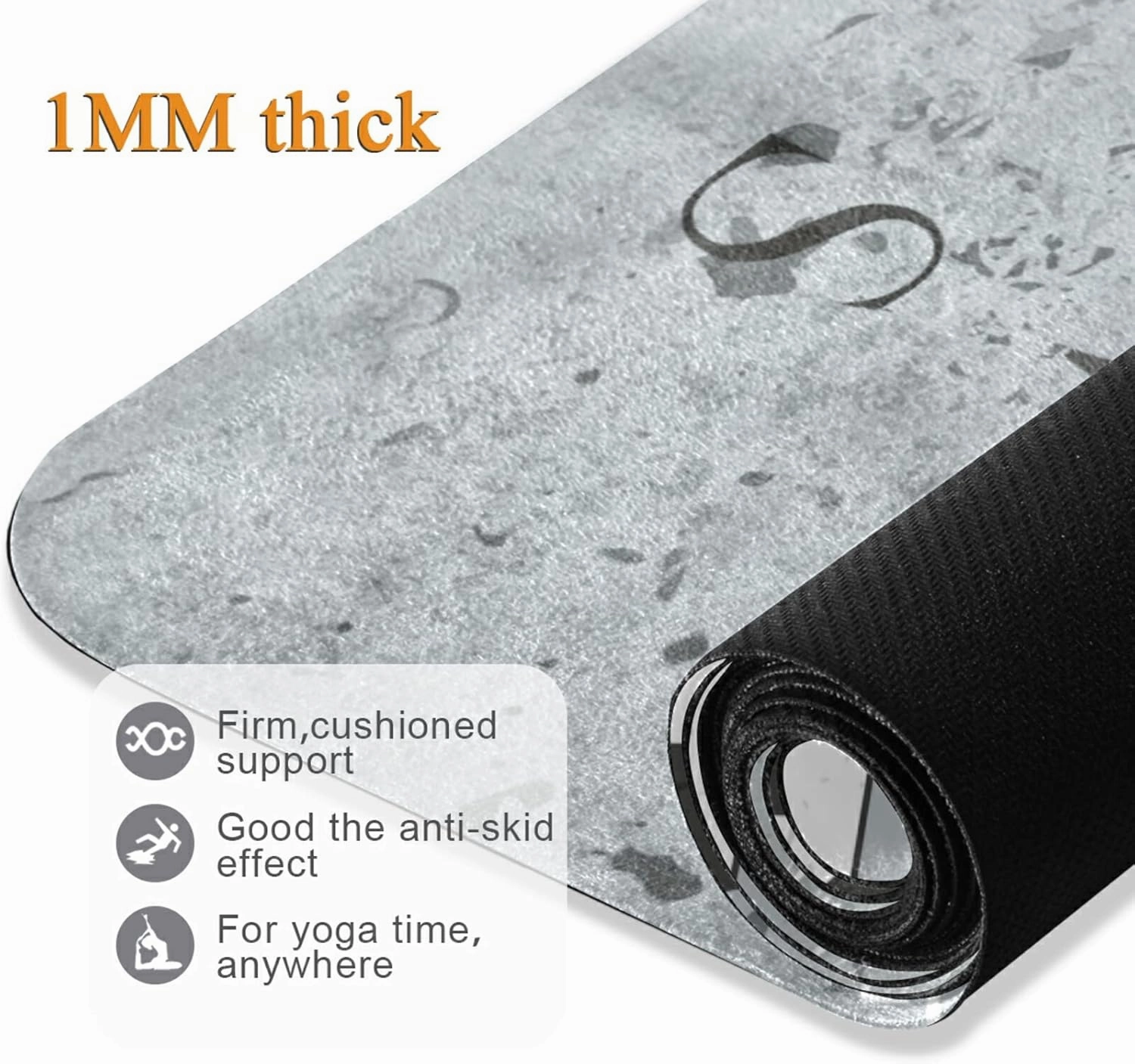 Yoga Mat Non Slip Rubber Fitness Safe Exercise Mat with Bag Durable Folding Workout Mat for Pilates and Floor Exercises