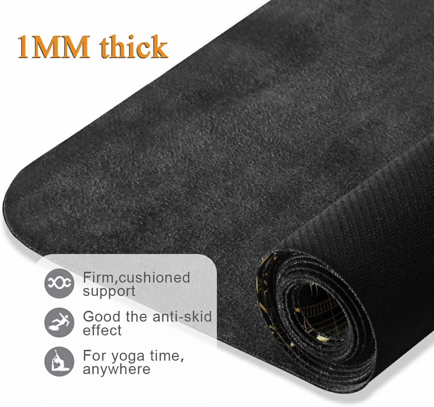 Yoga Mat Non Slip Rubber Fitness Safe Exercise Mat with Bag Durable Folding Workout Mat for Pilates and Floor Exercises