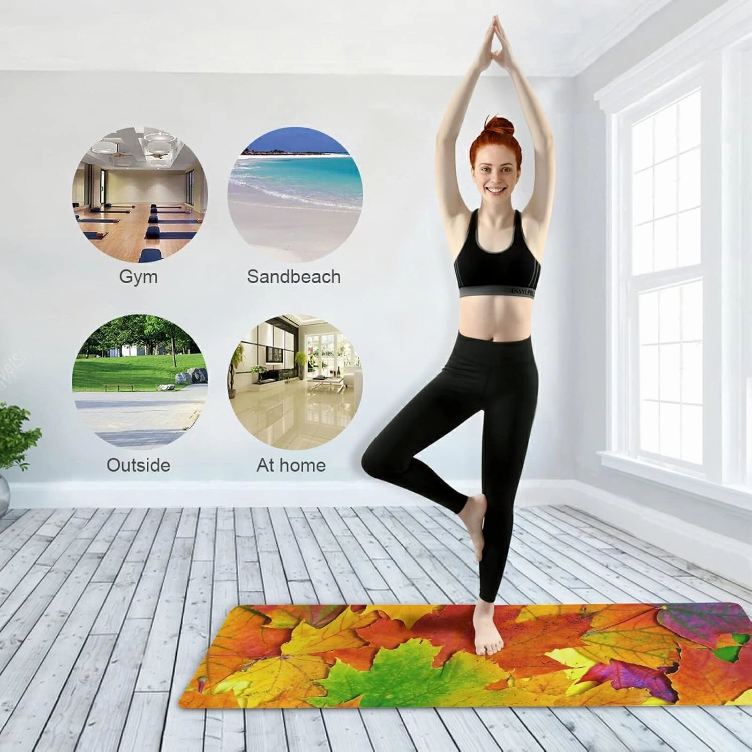 Yoga Mat Non Slip Rubber Fitness Safe Exercise Mat with Bag Durable Folding Workout Mat for Pilates and Floor Exercises