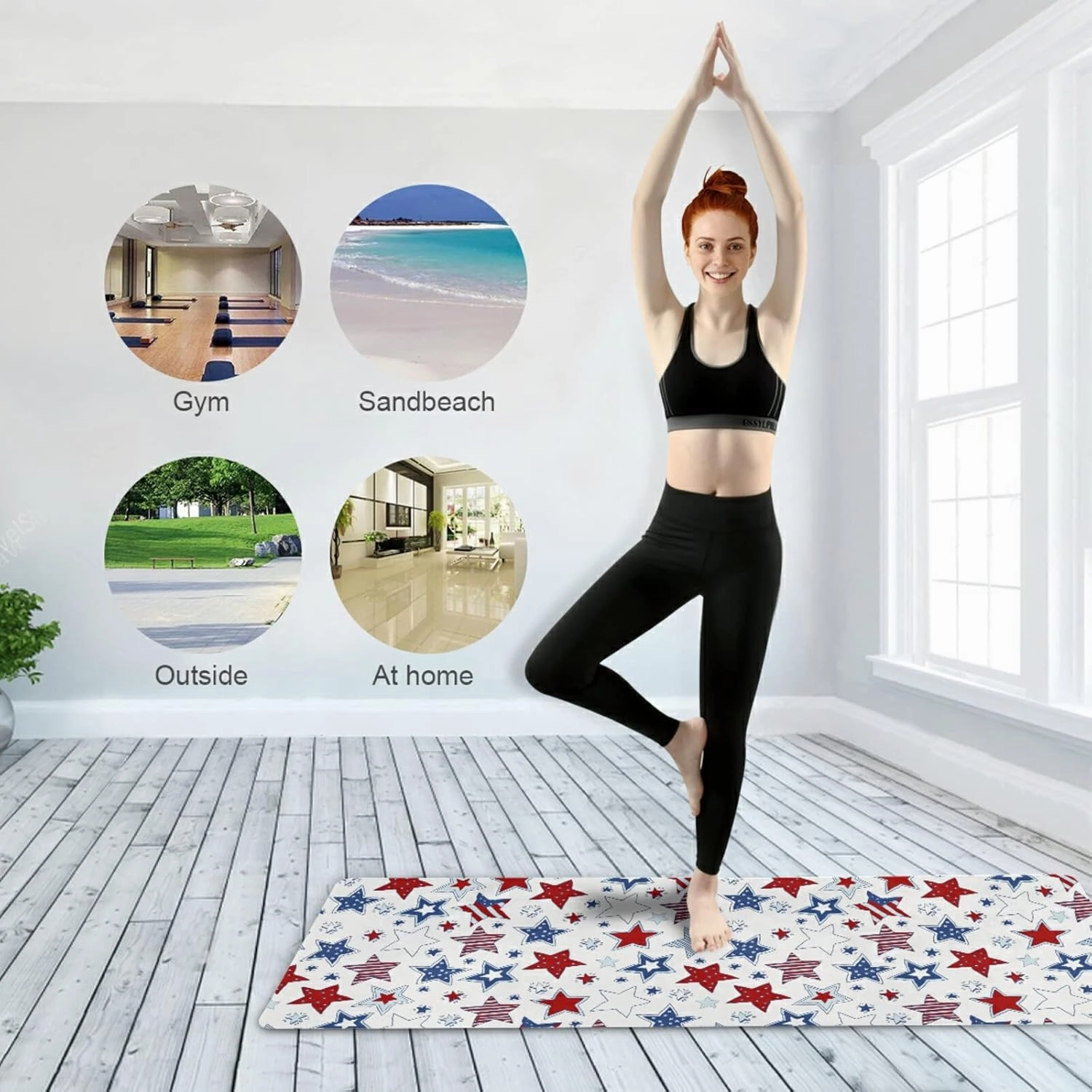 Yoga Mat Non Slip Rubber Fitness Safe Exercise Mat with Bag Durable Folding Workout Mat for Pilates and Floor Exercises