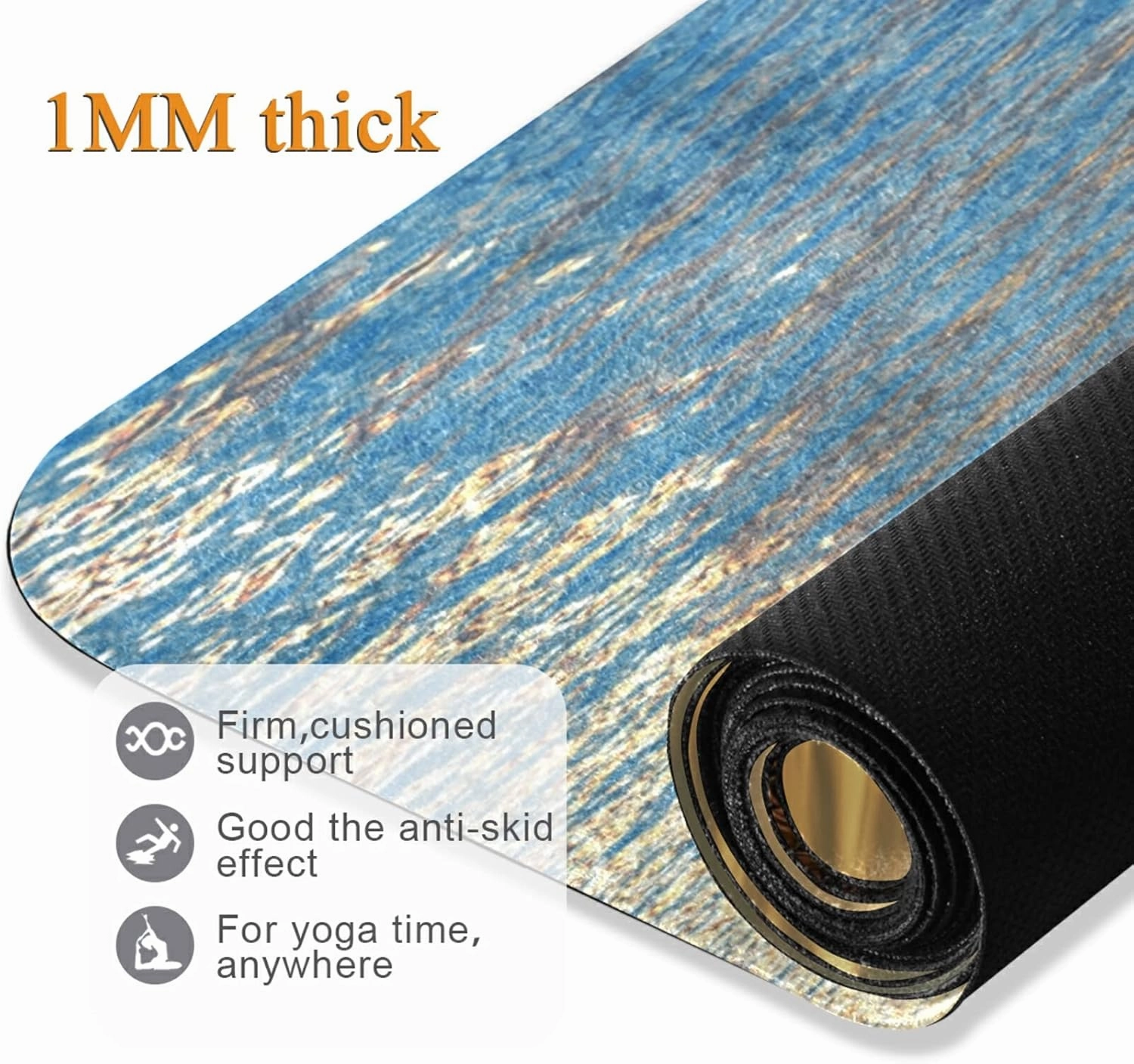 Yoga Mat Non Slip Rubber Fitness Safe Exercise Mat with Bag Durable Folding Workout Mat for Pilates and Floor Exercises