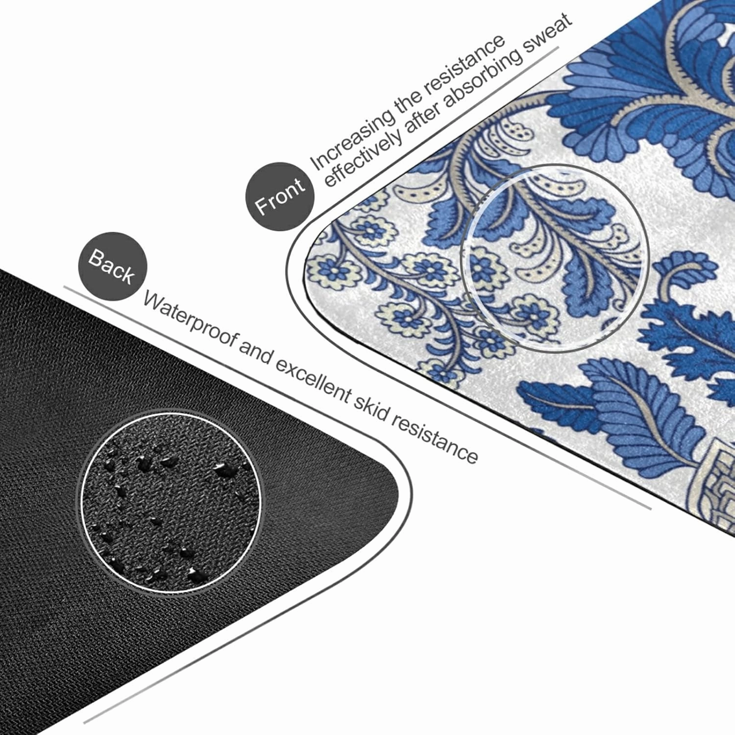 Yoga Mat Non Slip Rubber Fitness Safe Exercise Mat with Bag Durable Folding Workout Mat for Pilates and Floor Exercises