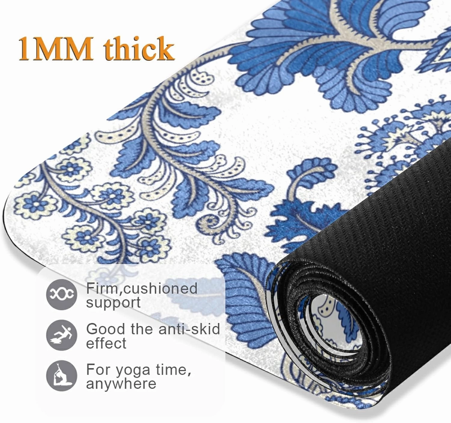 Yoga Mat Non Slip Rubber Fitness Safe Exercise Mat with Bag Durable Folding Workout Mat for Pilates and Floor Exercises