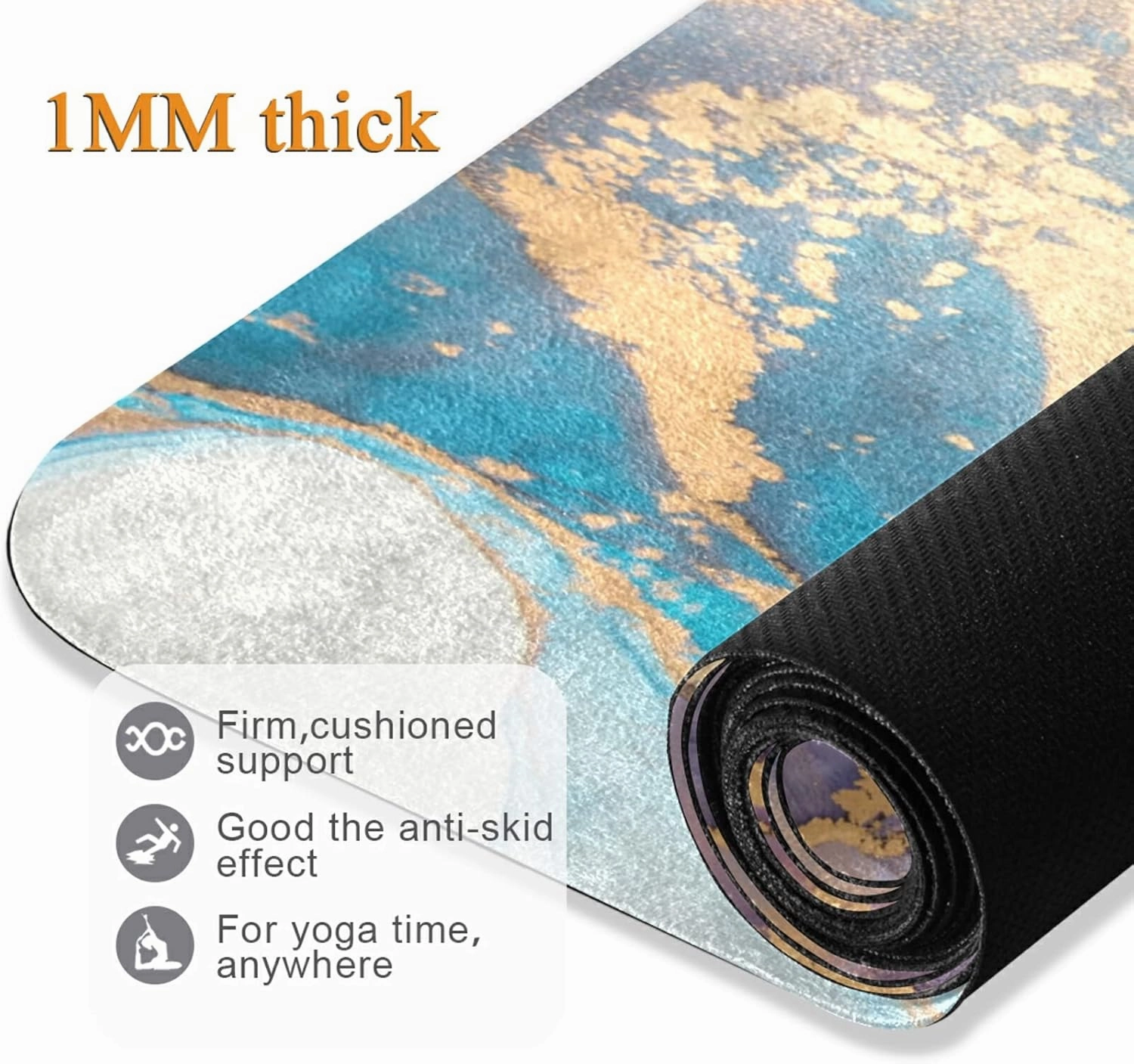 Yoga Mat Non Slip Rubber Fitness Safe Exercise Mat with Bag Durable Folding Workout Mat for Pilates and Floor Exercises