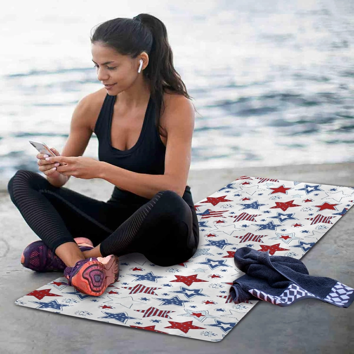 Yoga Mat Non Slip Rubber Fitness Safe Exercise Mat with Bag Durable Folding Workout Mat for Pilates and Floor Exercises