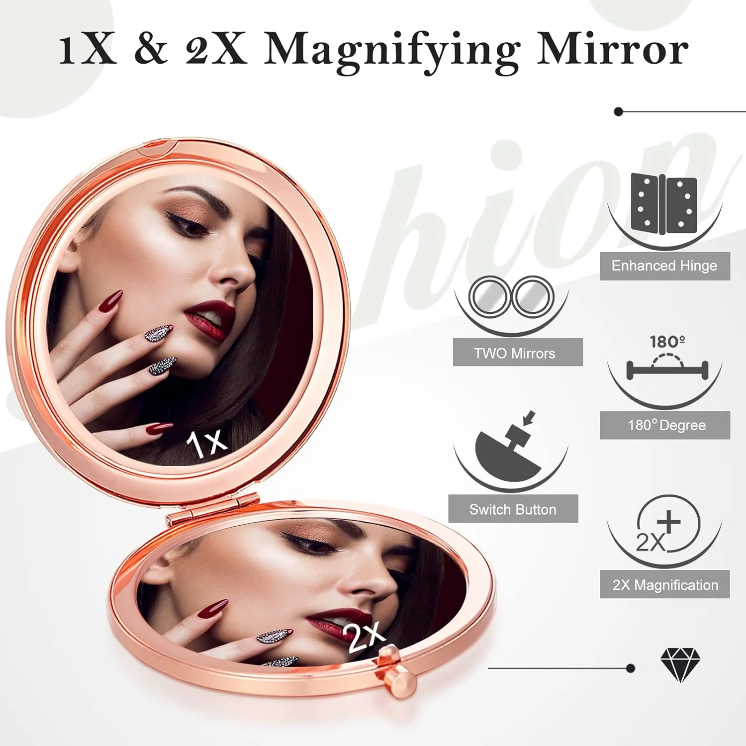 Yulejo 6 Pieces Compact Makeup Mirror Mini Portable Magnifying Cosmetic Mirror for Travel Pocket Purse 2.75 Inch Round Folding Small Gift for Women Mom Bridesmaid Appreciation Nurse Wedding (Gold)