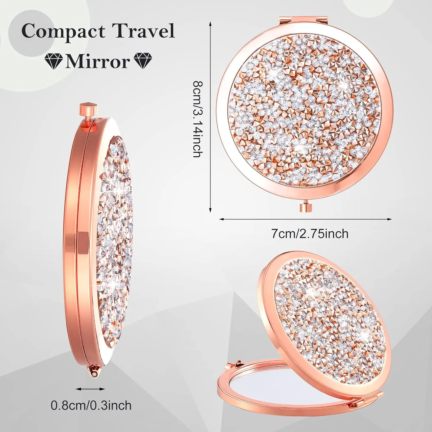 Yulejo 6 Pieces Compact Makeup Mirror Mini Portable Magnifying Cosmetic Mirror for Travel Pocket Purse 2.75 Inch Round Folding Small Gift for Women Mom Bridesmaid Appreciation Nurse Wedding (Gold)
