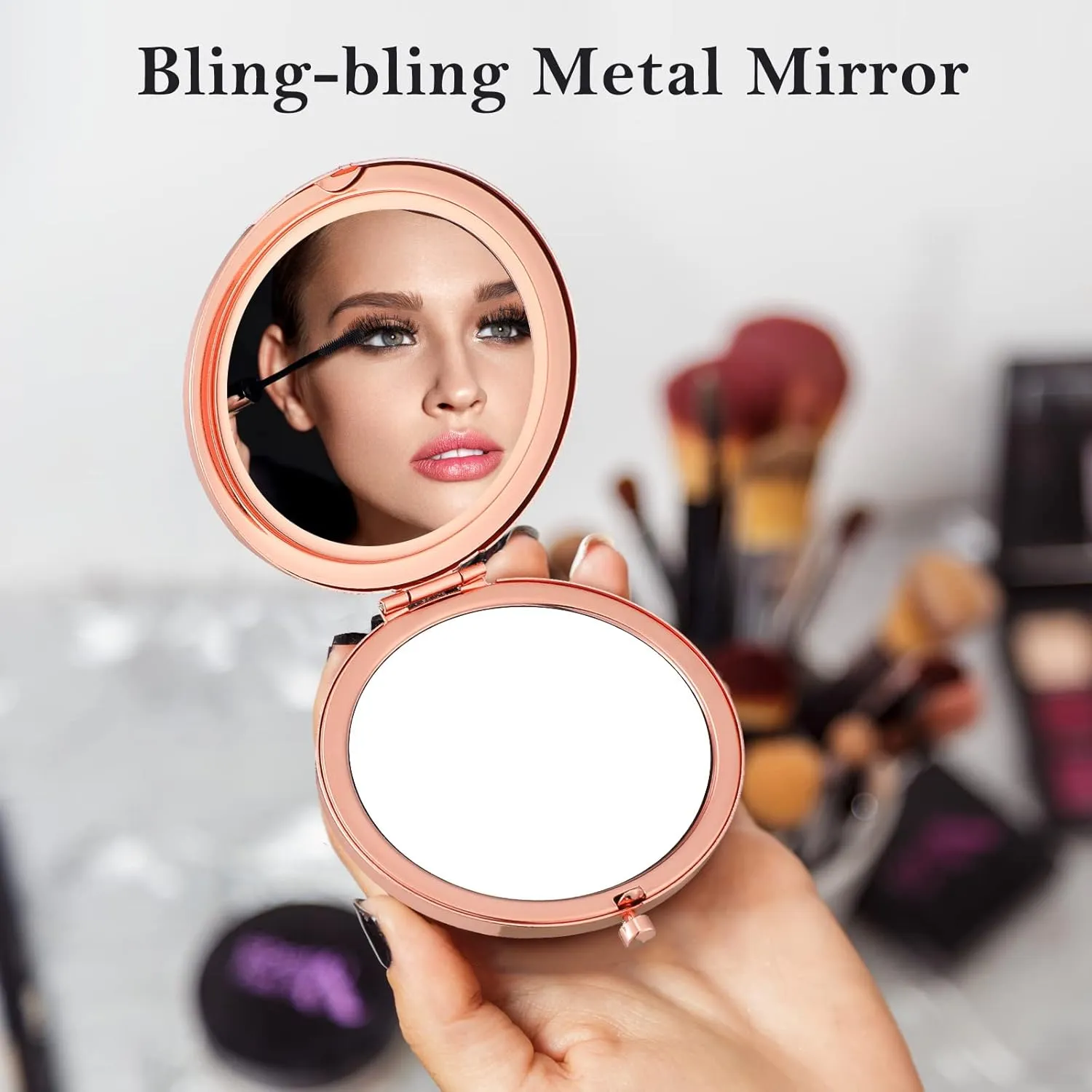 Yulejo 6 Pieces Compact Makeup Mirror Mini Portable Magnifying Cosmetic Mirror for Travel Pocket Purse 2.75 Inch Round Folding Small Gift for Women Mom Bridesmaid Appreciation Nurse Wedding (Gold)