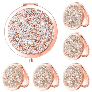 Yulejo 6 Pieces Compact Makeup Mirror Mini Portable Magnifying Cosmetic Mirror for Travel Pocket Purse 2.75 Inch Round Folding Small Gift for Women Mom Bridesmaid Appreciation Nurse Wedding (Gold)