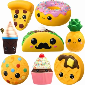 Zhanmai 8 Pcs Slow Rising Toys Food Foam Stress Toys in Hot Dog Cake Bread Smore Pizza Biscuit Donut for Teens Adults Anxiety Stress Relief(Dessert Style)