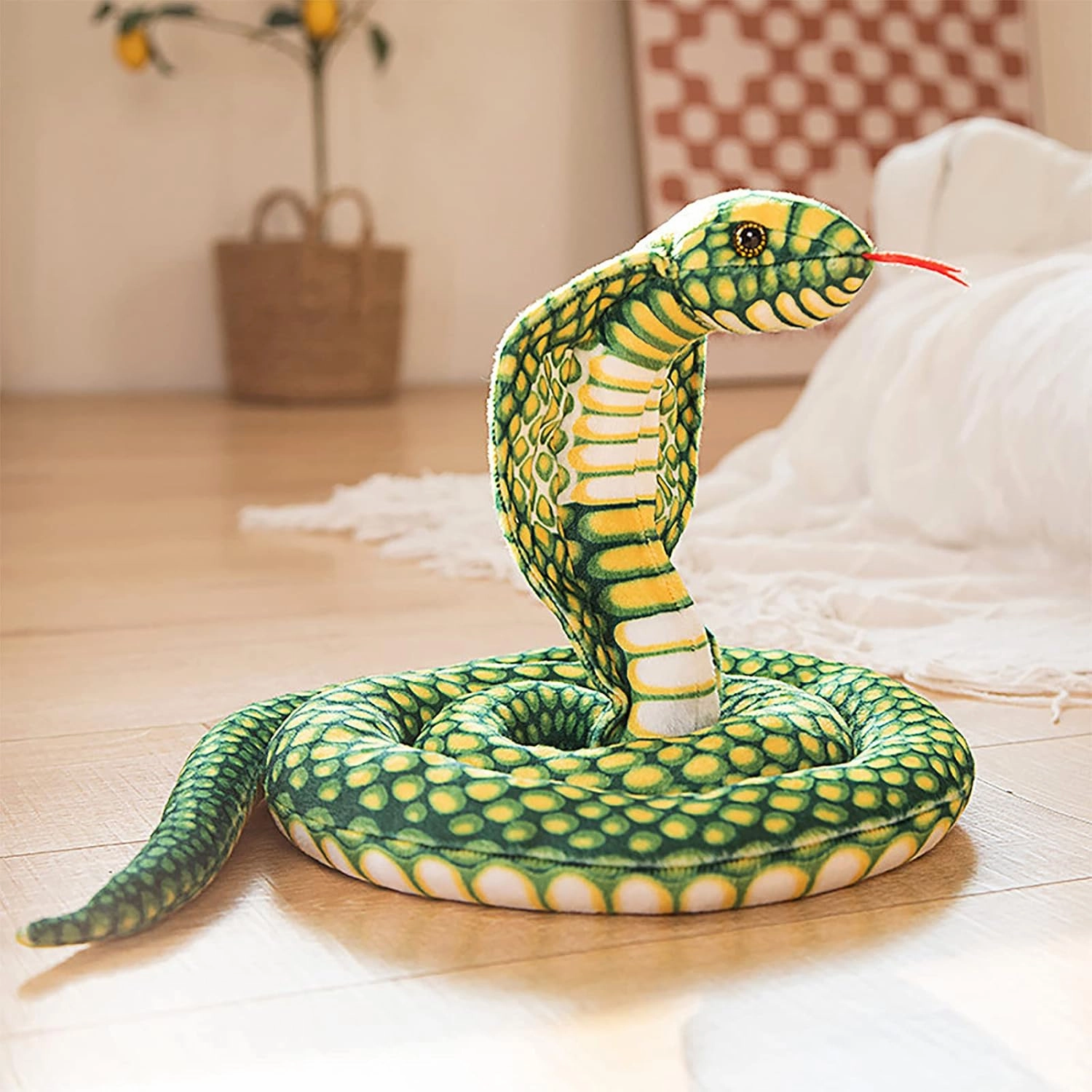 Zoologist 67Inch King Cobra Plush Stuffed Animal - Realistic Python Naja Cobra Plushies Toy for Halloween Costume & Snake Party Toys