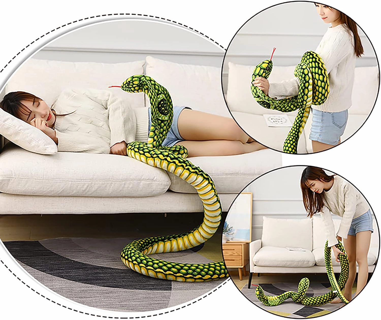 Zoologist 67Inch King Cobra Plush Stuffed Animal - Realistic Python Naja Cobra Plushies Toy for Halloween Costume & Snake Party Toys