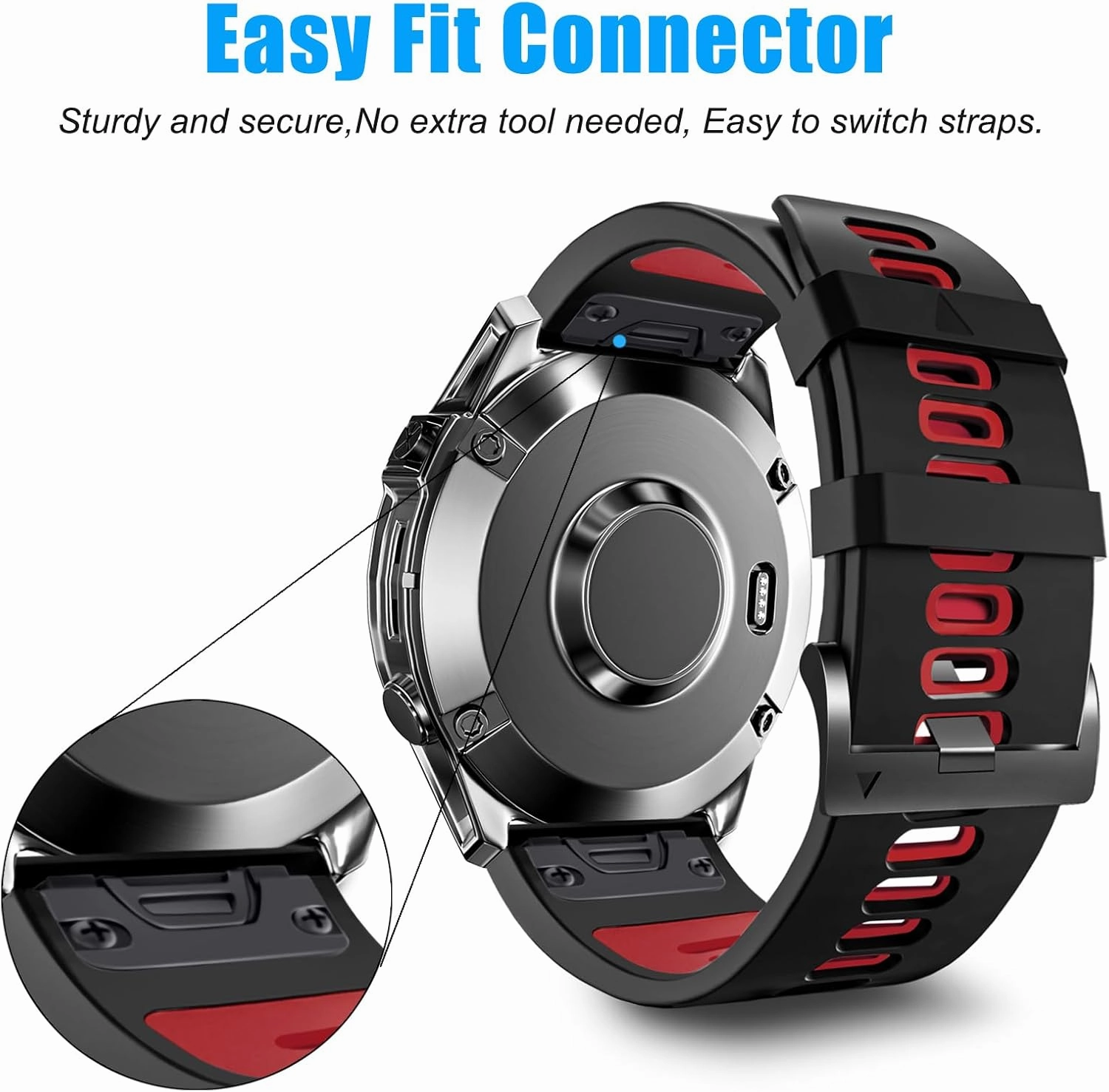ZPJPPLX 26mm Easy Fit Watch bands For tactix 8 Fenix 8 51mm 7X Pro 6X 5X,Soft Silicone Sport Straps Compatible for Garmin Tactix7/Fenix 6X Pro/Fenix 5X Plus/Enduro3 2/Descent Mk2i/3i Epix Pro 51mm